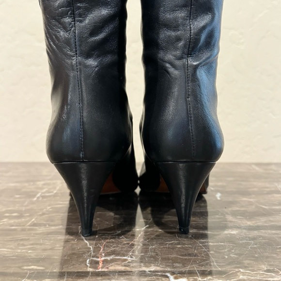 Vintage Joseph Black Leather 80s Style Fold Over Kitten Heel Boots - Picture 9 of 10